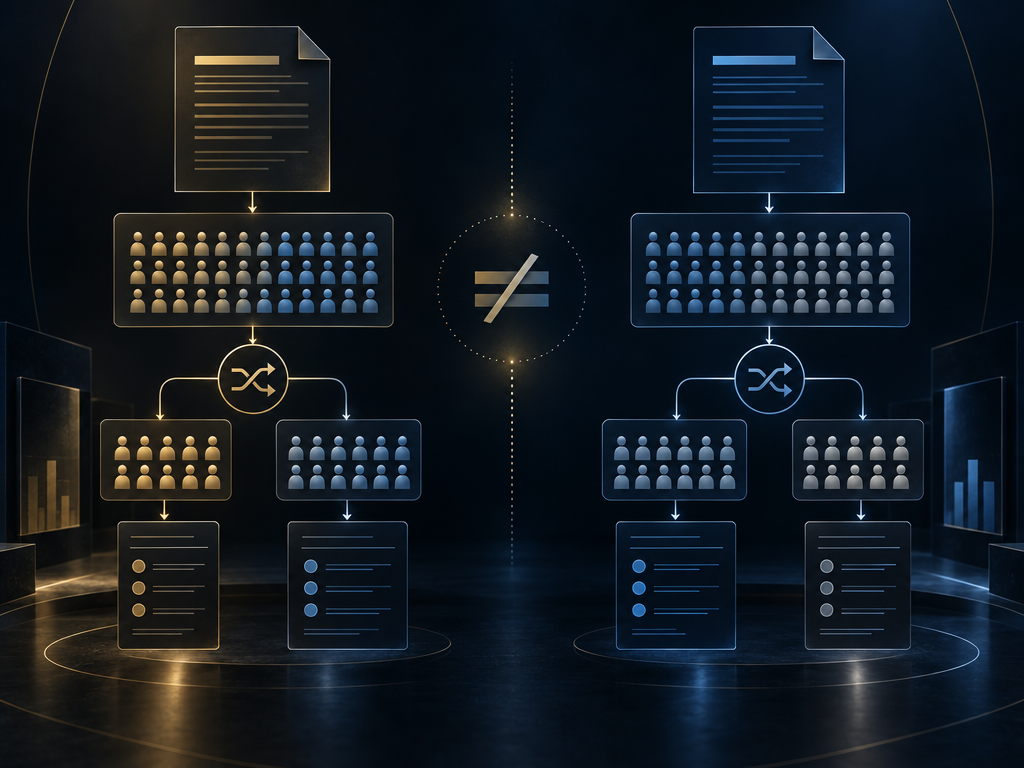 Conceptual comparative-research illustration for Tirzepatide, with distinct study-record panels and analytical pathways highlighting that study models, comparators and endpoints must be evaluated separately; not measured data or a claim of a direct head-to-head result.